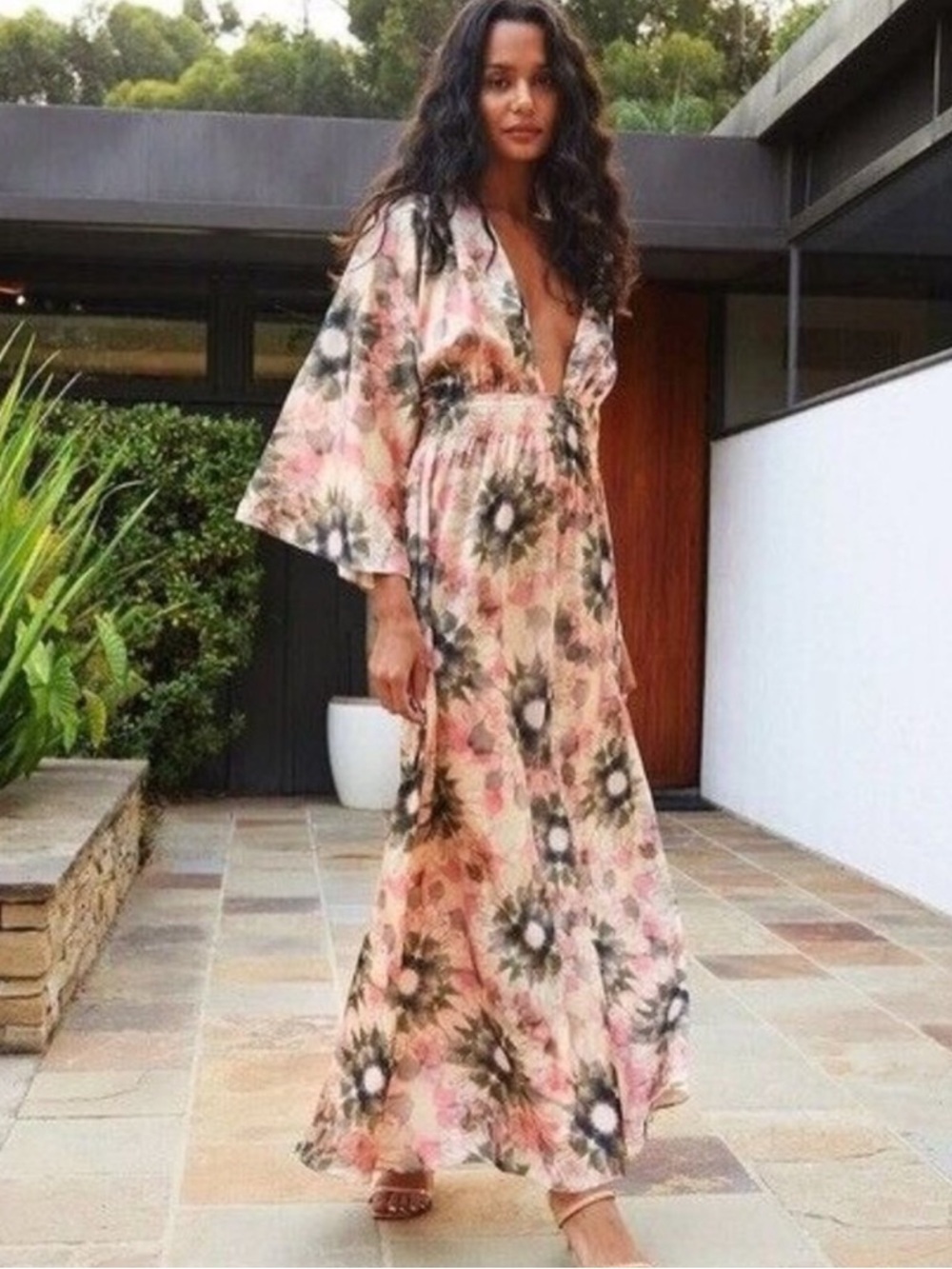 NWT MISA Bardot Maxi Dress in Tenerife Tie Dye Size XS